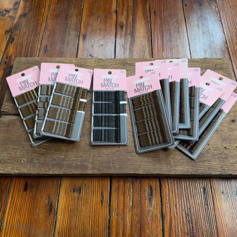 NWT Conair Pin & Match Blend-In Color lot of 12 packs Bobby pins brown & black